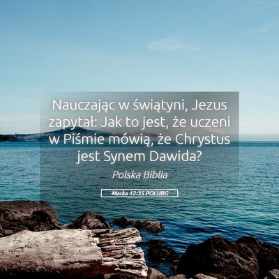 Picture 05 - Marka 12:35 POLUBG - Nauczając w świątyni, Jezus zapytał: Jak to - Bible Verse Picture
