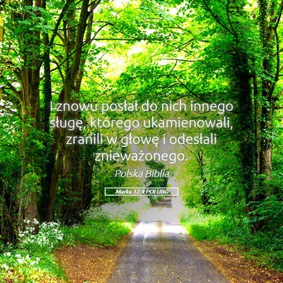 Picture 05 - Marka 12:4 POLUBG - I znowu posłał do nich innego sługę, którego - Bible Verse Picture