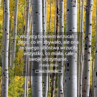 Picture 05 - Marka 12:44 POLUBG - Wszyscy bowiem wrzucali z tego, co im zbywało, - Bible Verse Picture