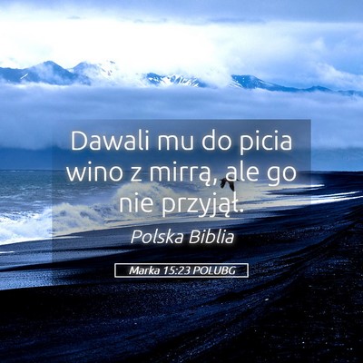 Picture 05 - Marka 15:23 POLUBG - Dawali mu do picia wino z mirrą, ale go nie - Bible Verse Picture
