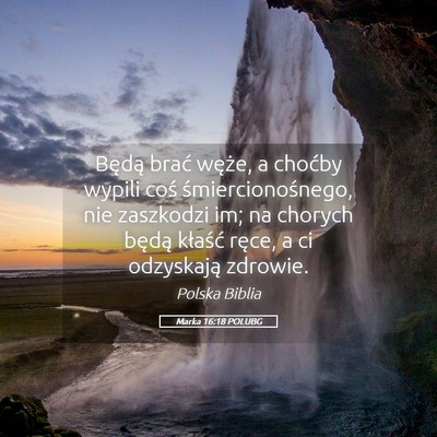 Picture 05 - Marka 16:18 POLUBG - Będą brać węże, a choćby wypili coś - Bible Verse Picture
