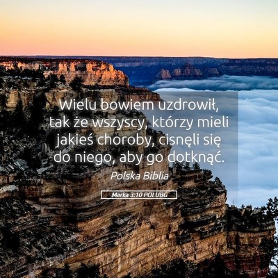 Picture 05 - Marka 3:10 POLUBG - Wielu bowiem uzdrowił, tak że wszyscy, którzy - Bible Verse Picture