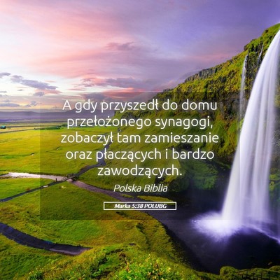 Picture 05 - Marka 5:38 POLUBG - A gdy przyszedł do domu przełożonego synagogi, - Bible Verse Picture