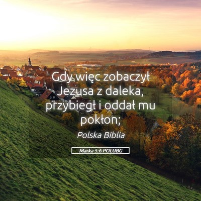 Picture 05 - Marka 5:6 POLUBG - Gdy więc zobaczył Jezusa z daleka, przybiegł i - Bible Verse Picture