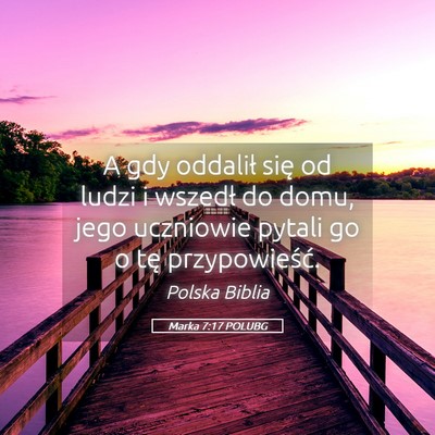 Picture 05 - Marka 7:17 POLUBG - A gdy oddalił się od ludzi i wszedł do domu, - Bible Verse Picture