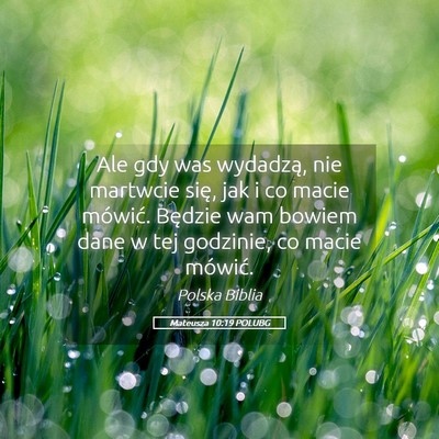 Picture 05 - Mateusza 10:19 POLUBG - Ale gdy was wydadzą, nie martwcie się, jak i co - Bible Verse Picture
