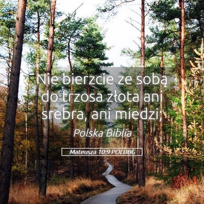 Picture 05 - Mateusza 10:9 POLUBG - Nie bierzcie ze sobą do trzosa złota ani - Bible Verse Picture