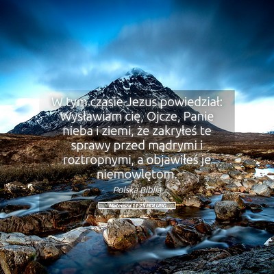 Picture 05 - Mateusza 11:25 POLUBG - W tym czasie Jezus powiedział: Wysławiam cię, - Bible Verse Picture