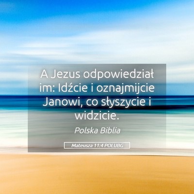 Picture 05 - Mateusza 11:4 POLUBG - A Jezus odpowiedział im: Idźcie i oznajmijcie - Bible Verse Picture