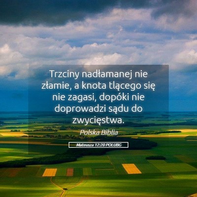 Picture 05 - Mateusza 12:20 POLUBG - Trzciny nadłamanej nie złamie, a knota tlącego - Bible Verse Picture