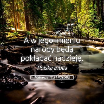 Picture 05 - Mateusza 12:21 POLUBG - A w jego imieniu narody będą pokładać - Bible Verse Picture