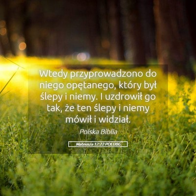 Picture 05 - Mateusza 12:22 POLUBG - Wtedy przyprowadzono do niego opętanego, który - Bible Verse Picture