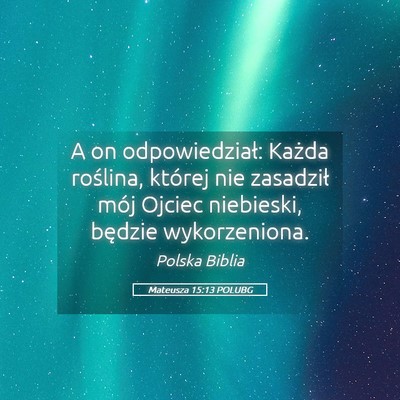 Picture 05 - Mateusza 15:13 POLUBG - A on odpowiedział: Każda roślina, której nie - Bible Verse Picture