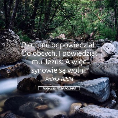Picture 05 - Mateusza 17:26 POLUBG - Piotr mu odpowiedział: Od obcych. I powiedział - Bible Verse Picture