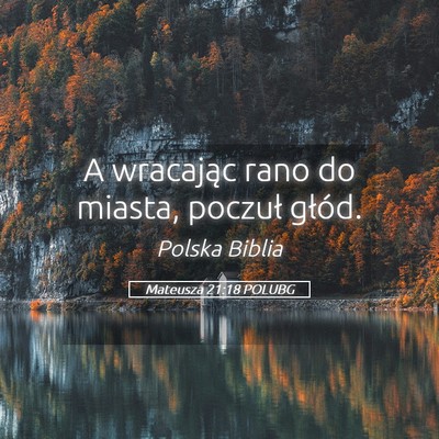 Picture 05 - Mateusza 21:18 POLUBG - A wracając rano do miasta, poczuł - Bible Verse Picture