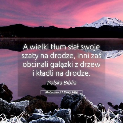 Picture 05 - Mateusza 21:8 POLUBG - A wielki tłum słał swoje szaty na drodze, inni - Bible Verse Picture
