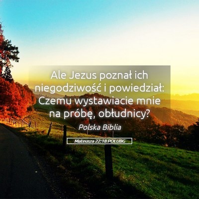 Picture 05 - Mateusza 22:18 POLUBG - Ale Jezus poznał ich niegodziwość i - Bible Verse Picture