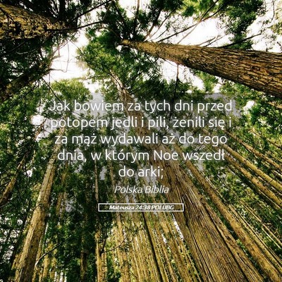 Picture 05 - Mateusza 24:38 POLUBG - Jak bowiem za tych dni przed potopem jedli i - Bible Verse Picture