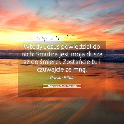 Picture 05 - Mateusza 26:38 POLUBG - Wtedy Jezus powiedział do nich: Smutna jest moja - Bible Verse Picture