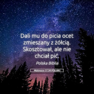 Picture 05 - Mateusza 27:34 POLUBG - Dali mu do picia ocet zmieszany z żółcią. - Bible Verse Picture