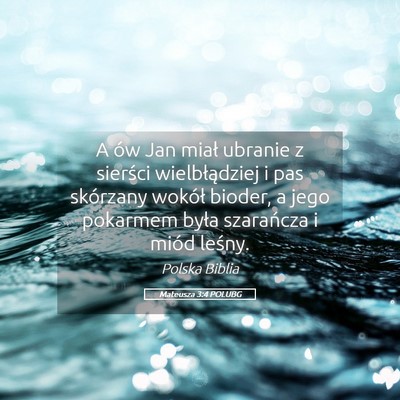 Picture 05 - Mateusza 3:4 POLUBG - A ów Jan miał ubranie z sierści wielbłądziej - Bible Verse Picture