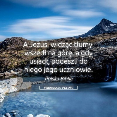 Picture 05 - Mateusza 5:1 POLUBG - A Jezus, widząc tłumy, wszedł na górę, a gdy - Bible Verse Picture