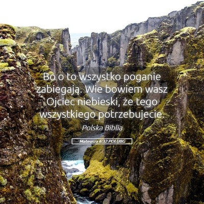 Picture 05 - Mateusza 6:32 POLUBG - Bo o to wszystko poganie zabiegają. Wie bowiem - Bible Verse Picture