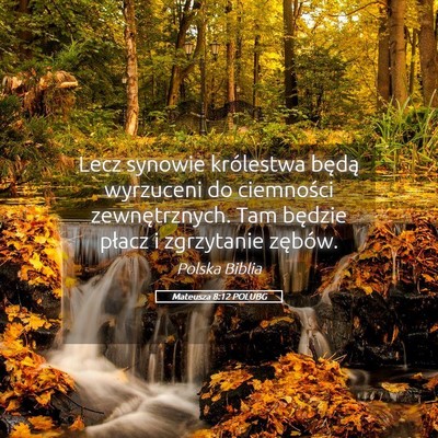 Picture 05 - Mateusza 8:12 POLUBG - Lecz synowie królestwa będą wyrzuceni do - Bible Verse Picture