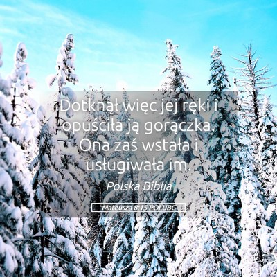 Picture 05 - Mateusza 8:15 POLUBG - Dotknął więc jej ręki i opuściła ją - Bible Verse Picture