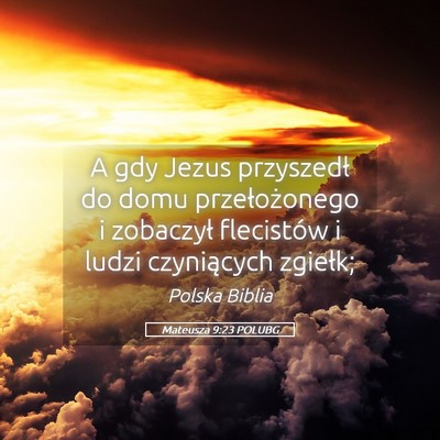 Picture 05 - Mateusza 9:23 POLUBG - A gdy Jezus przyszedł do domu przełożonego i - Bible Verse Picture