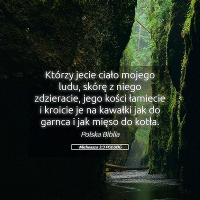 Picture 05 - Micheasza 3:3 POLUBG - Którzy jecie ciało mojego ludu, skórę z niego - Bible Verse Picture