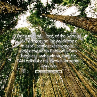 Picture 05 - Micheasza 4:10 POLUBG - Odczuwaj ból i jęcz, córko Syjonu, jak - Bible Verse Picture