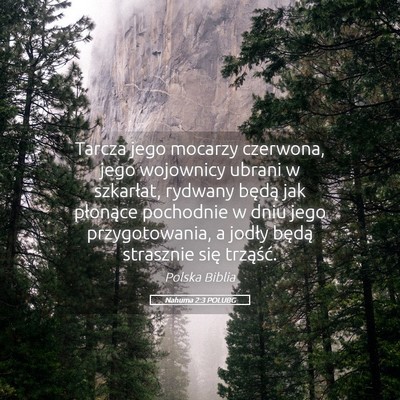 Picture 05 - Nahuma 2:3 POLUBG - Tarcza jego mocarzy czerwona, jego wojownicy - Bible Verse Picture