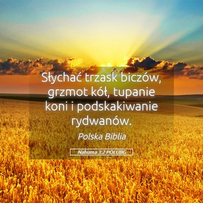 Picture 05 - Nahuma 3:2 POLUBG - Słychać trzask biczów, grzmot kół, tupanie - Bible Verse Picture