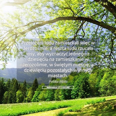 Picture 05 - Nehemiasza 11:1 POLUBG - Przełożeni ludu zamieszkali więc w - Bible Verse Picture