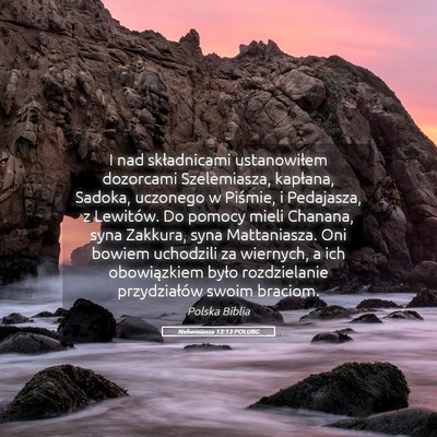 Picture 05 - Nehemiasza 13:13 POLUBG - I nad składnicami ustanowiłem dozorcami - Bible Verse Picture