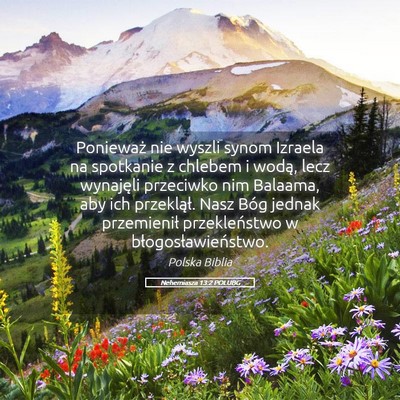 Picture 05 - Nehemiasza 13:2 POLUBG - Ponieważ nie wyszli synom Izraela na spotkanie z - Bible Verse Picture