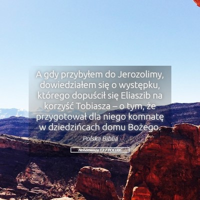 Picture 05 - Nehemiasza 13:7 POLUBG - A gdy przybyłem do Jerozolimy, dowiedziałem - Bible Verse Picture