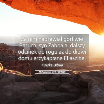 Picture 05 - Nehemiasza 3:20 POLUBG - Za nim naprawiał gorliwie Baruch, syn Zabbaja, - Bible Verse Picture