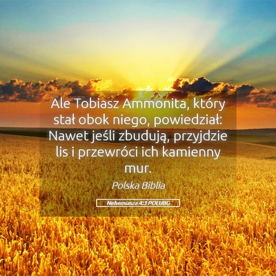 Picture 05 - Nehemiasza 4:3 POLUBG - Ale Tobiasz Ammonita, który stał obok niego, - Bible Verse Picture