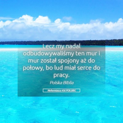 Picture 05 - Nehemiasza 4:6 POLUBG - Lecz my nadal odbudowywaliśmy ten mur i mur - Bible Verse Picture