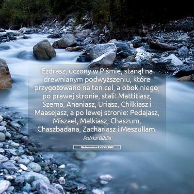 Picture 05 - Nehemiasza 8:4 POLUBG - Ezdrasz, uczony w Piśmie, stanął na drewnianym - Bible Verse Picture