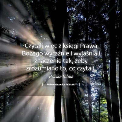 Picture 05 - Nehemiasza 8:8 POLUBG - Czytali więc z księgi Prawa Bożego wyraźnie i - Bible Verse Picture