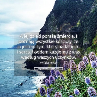 Picture 05 - Objawienie 2:23 POLUBG - A jej dzieci porażę śmiercią. I poznają - Bible Verse Picture
