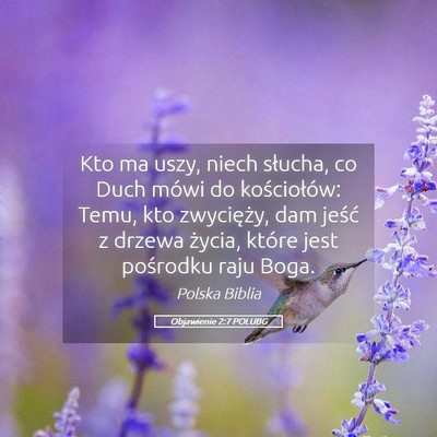 Picture 05 - Objawienie 2:7 POLUBG - Kto ma uszy, niech słucha, co Duch mówi do - Bible Verse Picture