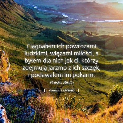 Picture 05 - Ozeasza 11:4 POLUBG - Ciągnąłem ich powrozami ludzkimi, więzami - Bible Verse Picture