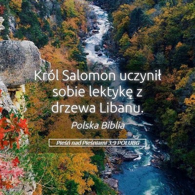 Picture 05 - Pieśń nad Pieśniami 3:9 POLUBG - Król Salomon uczynił sobie lektykę z drzewa - Bible Verse Picture