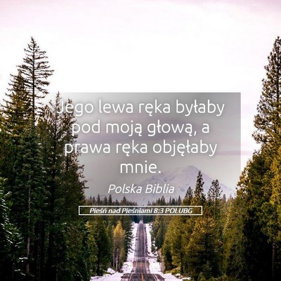Picture 05 - Pieśń nad Pieśniami 8:3 POLUBG - Jego lewa ręka byłaby pod moją głową, a - Bible Verse Picture