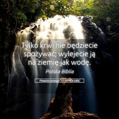 Picture 05 - Powtórzonego 12:16 POLUBG - Tylko krwi nie będziecie spożywać; wylejecie - Bible Verse Picture