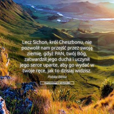 Picture 05 - Powtórzonego 2:30 POLUBG - Lecz Sichon, król Cheszbonu, nie pozwolił nam - Bible Verse Picture